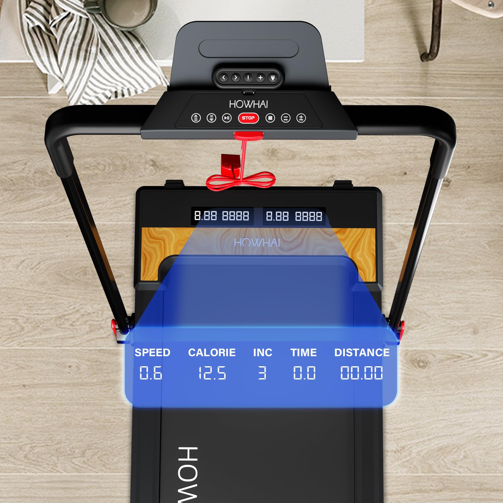 Howhai Treadmill With Auto Incline 9%, Walking Pad Treadmills For Home With 2.5Hp, Speed 7.6Mph Walking Pad With Handle Bar, Fol