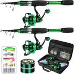 Ghosthorn Fishing Rod And Reel Combo 2 Pack Graphite Telescoping Fishing Pole Portable Travel Kit With Carrier Bag For Freshwate