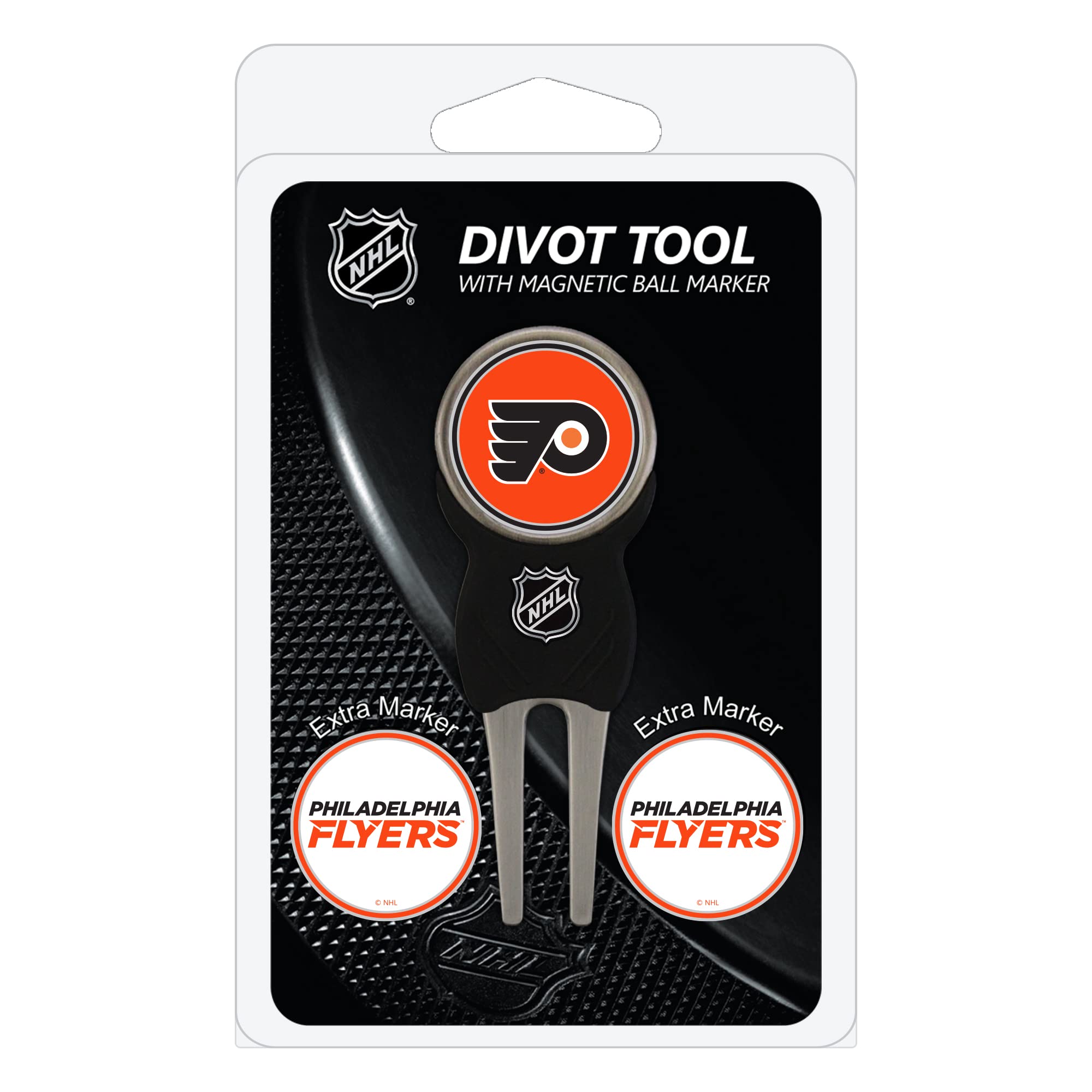 Team Golf Nhl Philadelphia Flyers Divot Tool Pack With 3 Golf Ball Markers Divot Tool With 3 Golf Ball Markers Pack, Markers Are