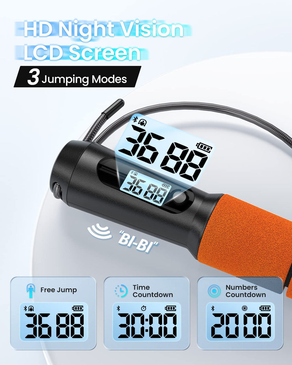 Renpho Jump Rope With Counter, Smart Jumping Rope With App, Fitness Skipping Ropes For Men Workout, Exercise Skip Rope For Women