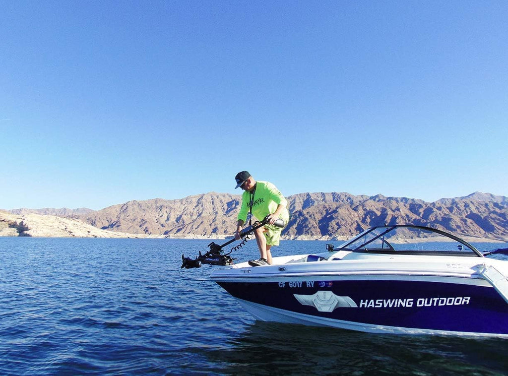 Mtlakemotor Haswing Electric Trolling Motor - 12V 48 55Lbs Cayman Gps Shaft Bow Mount Portable Fishing Boat Saltwater Freshwater