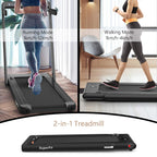 Goplus 2 In 1 Folding Treadmill With Dual Display, 2.25Hp Superfit Under Desk Electric Pad Treadmill, Installation-Free, Bluetoo
