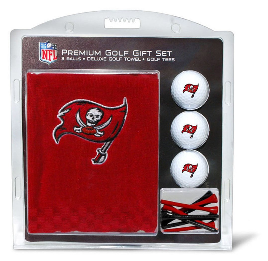 Team Golf NFL Tampa Bay Buccaneers Gift Set: Embroidered Golf Towel, 3 Golf Balls, and 14 Golf Tees 2-3/4 Regulation, Tri-Fold T