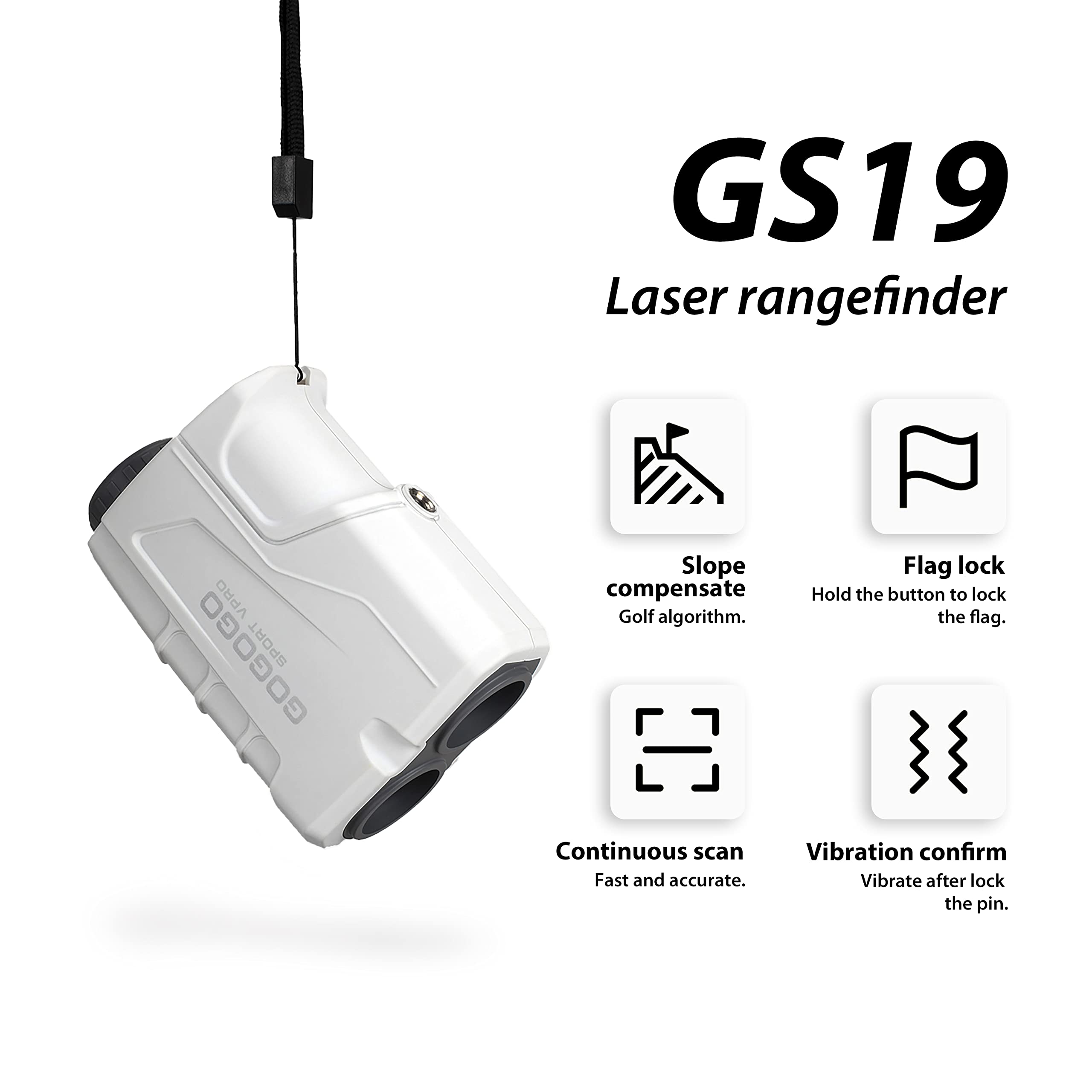 Gogogo Sport Vpro Golf Rangefinder 900 Yards Slope Laser Range Finder With Pinsensor & Flag-Lock, 6X Magnification, Pulse Tech (