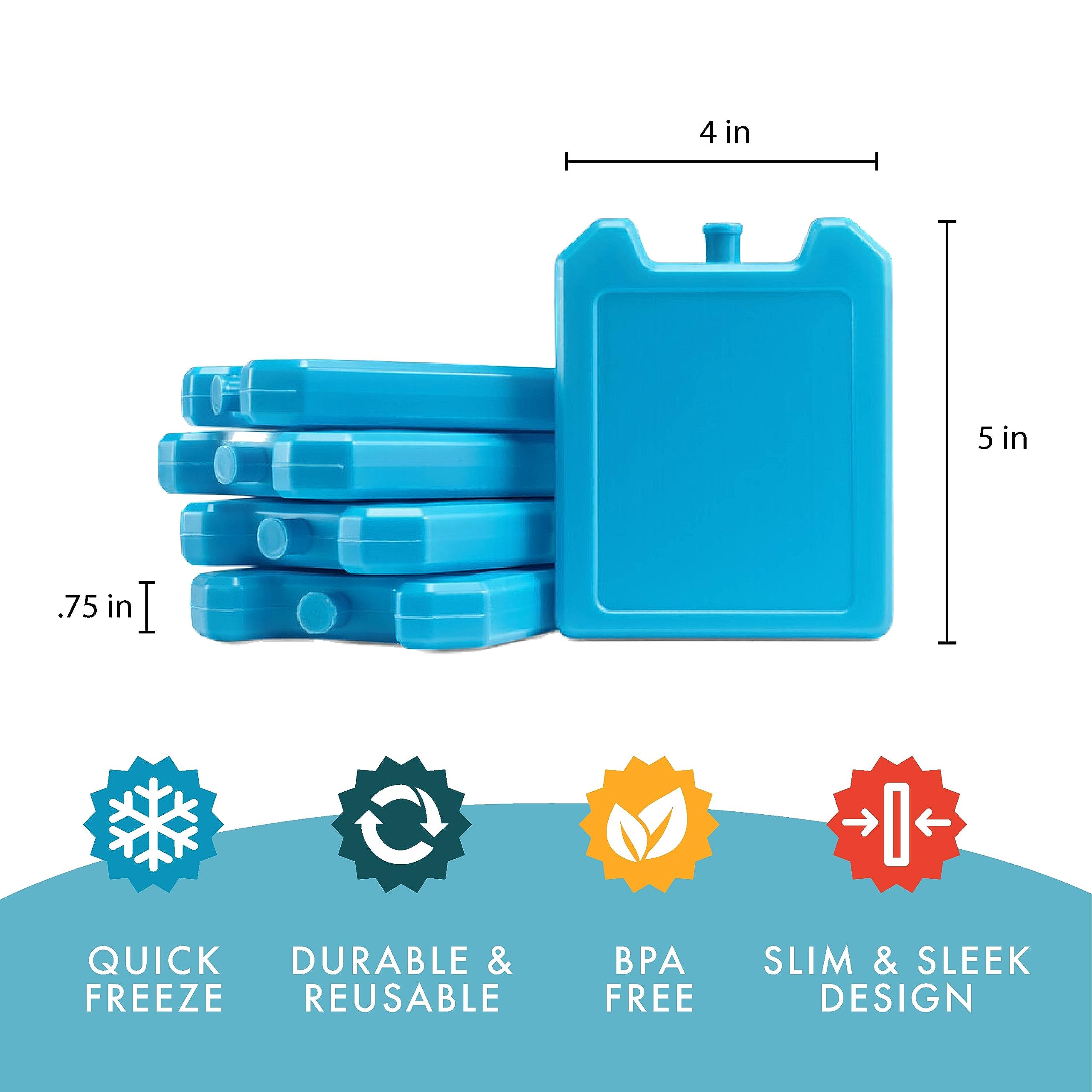 Cool Coolers By Fit + Fresh, 5 Pack Days Of The Week Ice Blocks, Compact Reusable Ice Packs For Lunch Boxes & Coolers, Multi Col