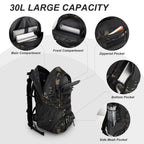 Jueachy Tactical Backpack For Men Hiking Day Pack Molle Military Rucksack Waterproof 30L Edc Bag With Usa Flag Patch Black Cp St