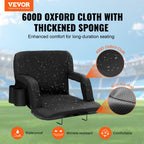 Vevor Stadium Seat With Back Support, Wide Bleacher Seat Back, Folding Padded Cushion Stadium Chair, Portable Reclining Chair Wi