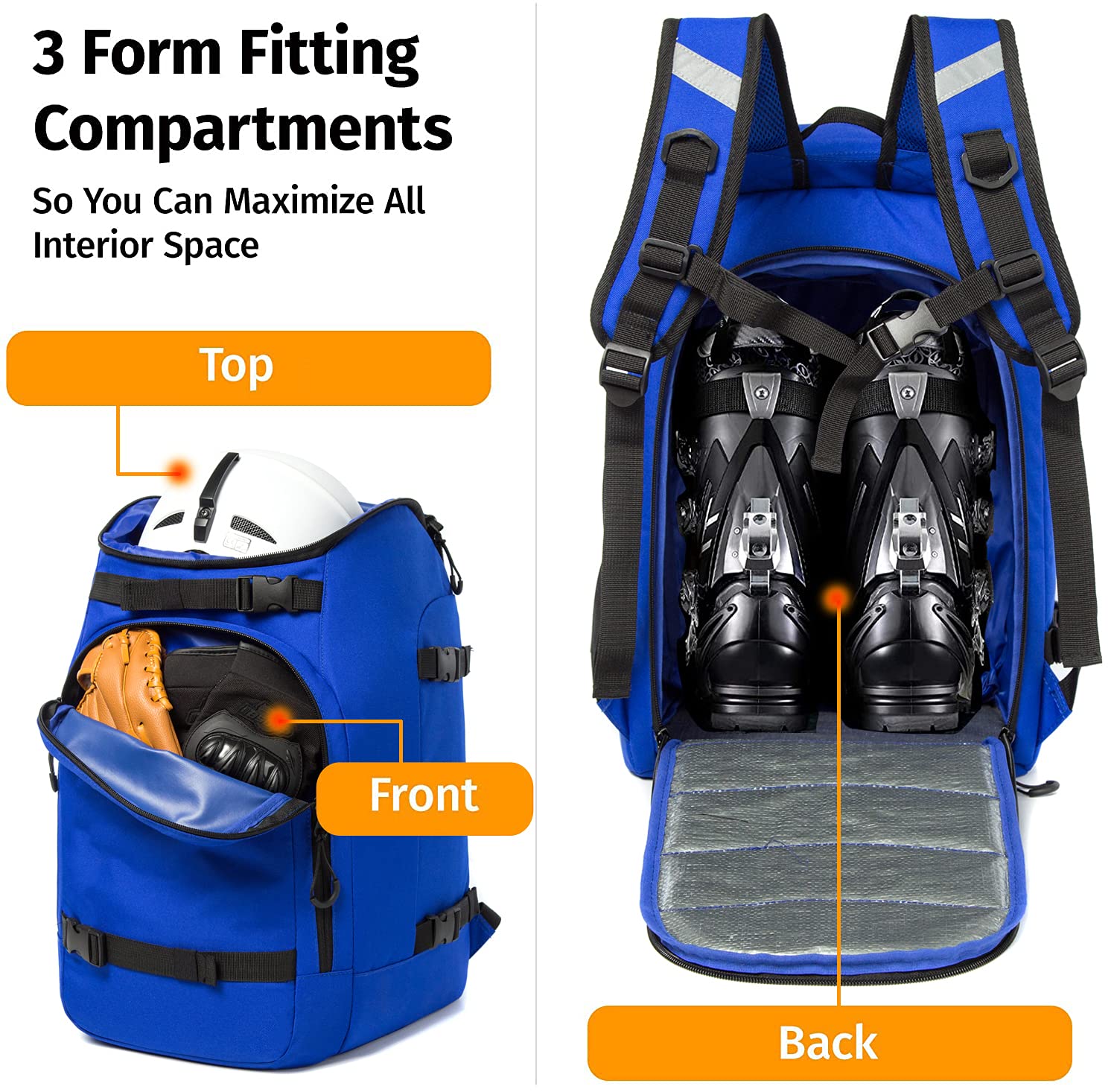 Hamish Ski Boot Bag,50L Waterproof Ski Boots Bag Backpack,Snowboard Travel Lightweight Ski Bag Backpack For Ski Helmet, Goggles,