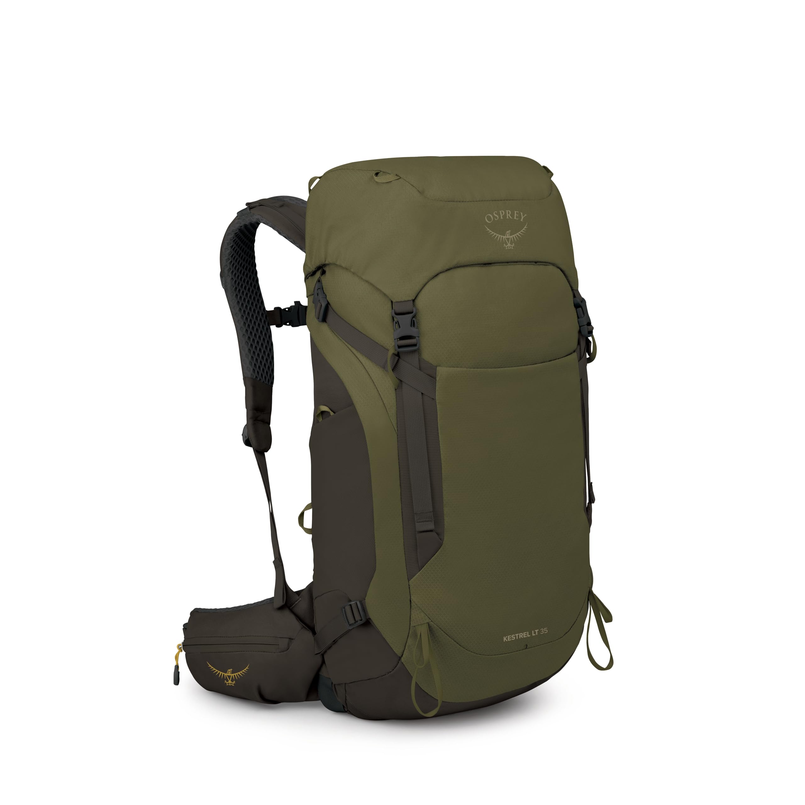 Osprey Kestrel LT 35L Mens Backpacking Backpack - Lightweight Hiking & Camping Bag with Waterproof Raincover, Moss Green