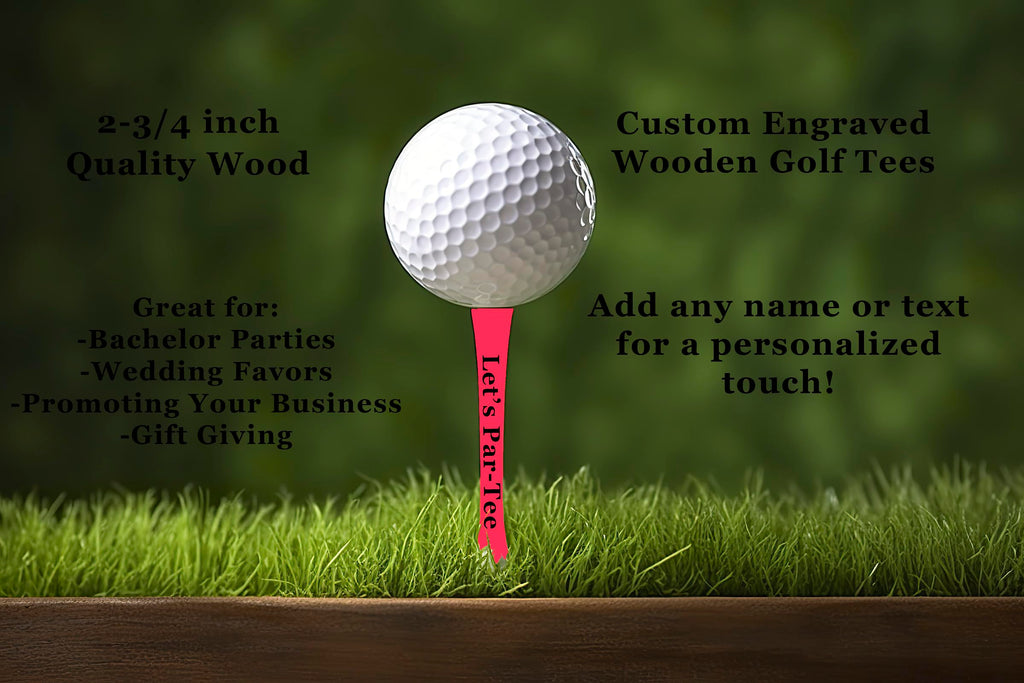 100 Count Personalized 2 3/4'' Pink Wooden Golf Tees Upload Your Own Text