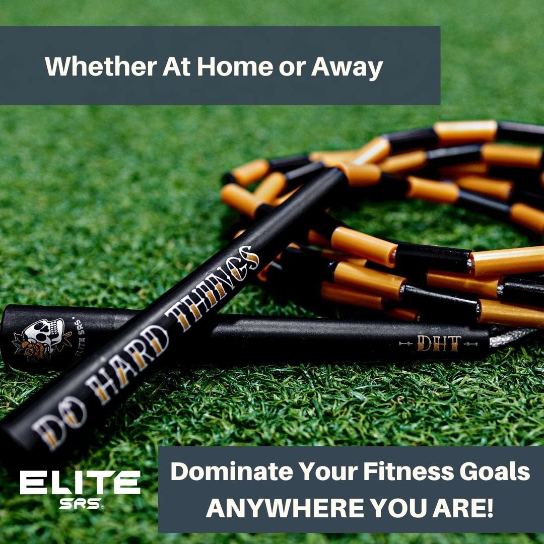 Elitesrs, Do Hard Things Beaded Jump Ropes For Fitness - Unbreakable 6.5'' Edge Handles With 1'' Shatterproof Plastic Beads - In