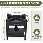 Bestfire 260,000 Btu Outdoor Propane Gas Stove With 0-30 Psi Adjustable Regulator And Steel-Braided Hose For Outdoor Home Cookin