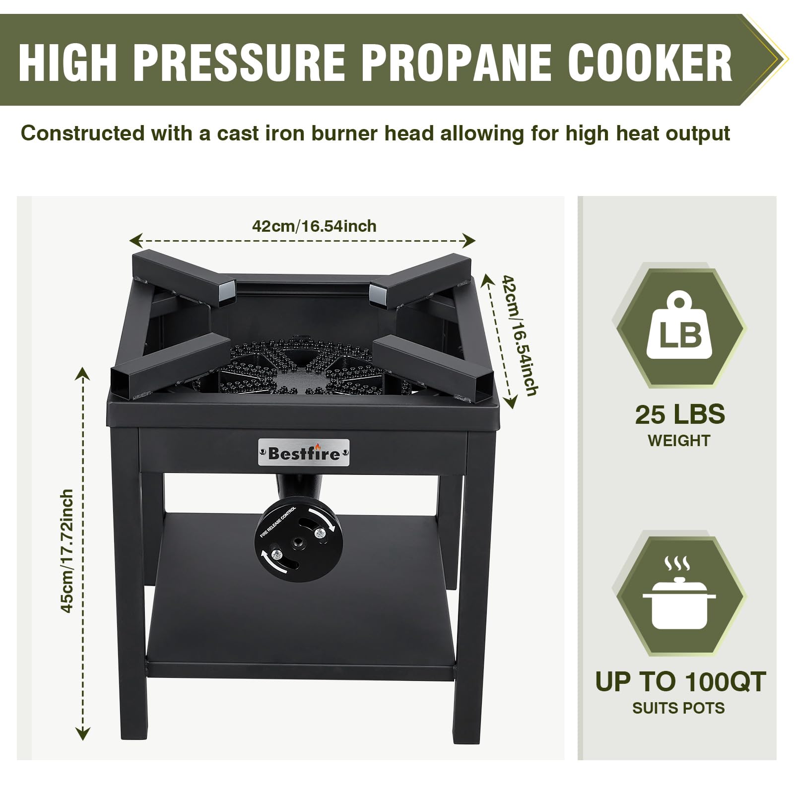 Bestfire 260,000 Btu Outdoor Propane Gas Stove With 0-30 Psi Adjustable Regulator And Steel-Braided Hose For Outdoor Home Cookin