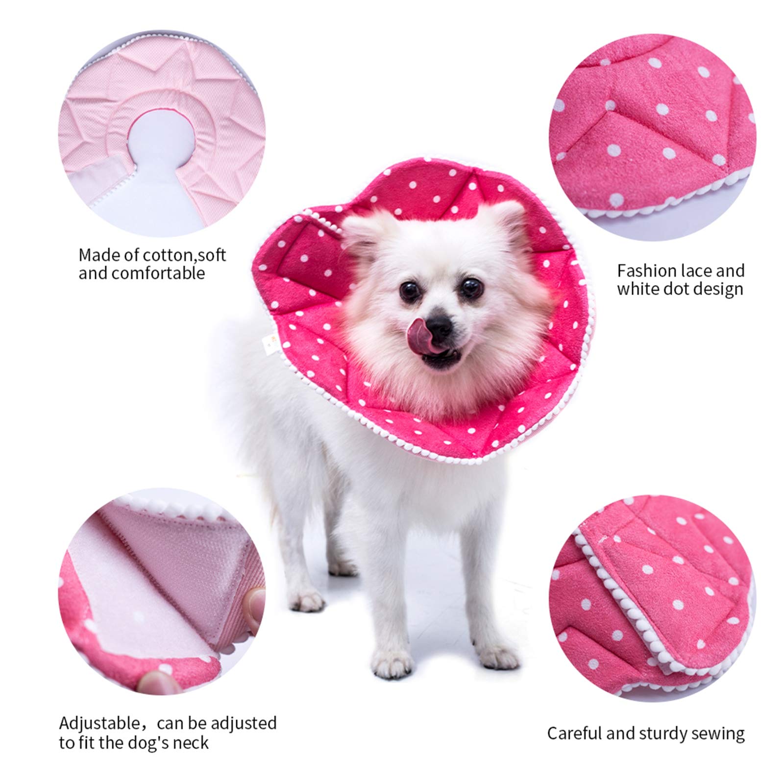 Wz Pet Adjustable Dog Cat Cone,Soft Recovery Cat Cone Collar,Dog Protective Collar For Cats And Puppy Surgery,Pink,Small