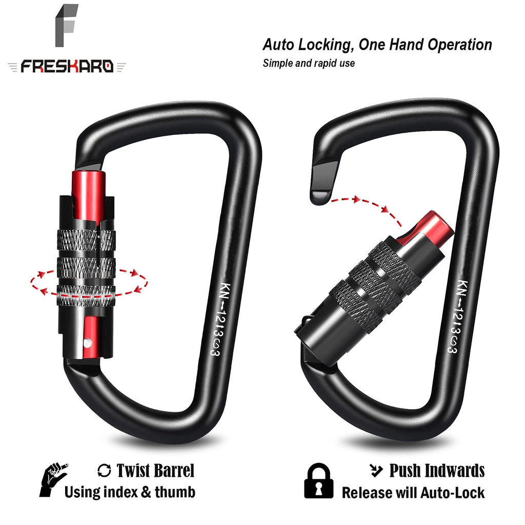 3Inch Locking Carabiner Clips-Twist Auto Lock Caribeener, Heavy Duty Keychain Key Carabeaner Hooks, 7075 Aerial Aluminum Ultra L
