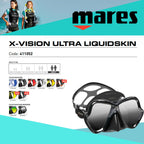 Mares X-Vision Ultra Liquid Skin Dive Mask, Black/Silver Mirrored Lens