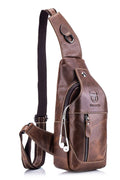 Bullcaptain MenS Sling Bag Genuine Leather Chest Shoulder Backpack Cross Body Purse Water Resistant Anti Theft For Travel Hikin