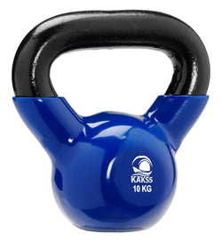 Kakss Vinyl half coating Kettle Bell for Gym & Workout (10 KG (Blue)) (PROUDLY MADE IN INDIA)
