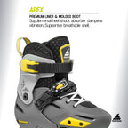 Rollerblade Apex Junior Adjustable Fitness Inline Skate, Charcoal & Yellow