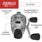 Zebco 33 Platinum Spincast Reel And Fishing Rod Combo, 6-Foot 2-Piece Im6 Graphite Rod With Comfortable Eva Handle, Instant Anti