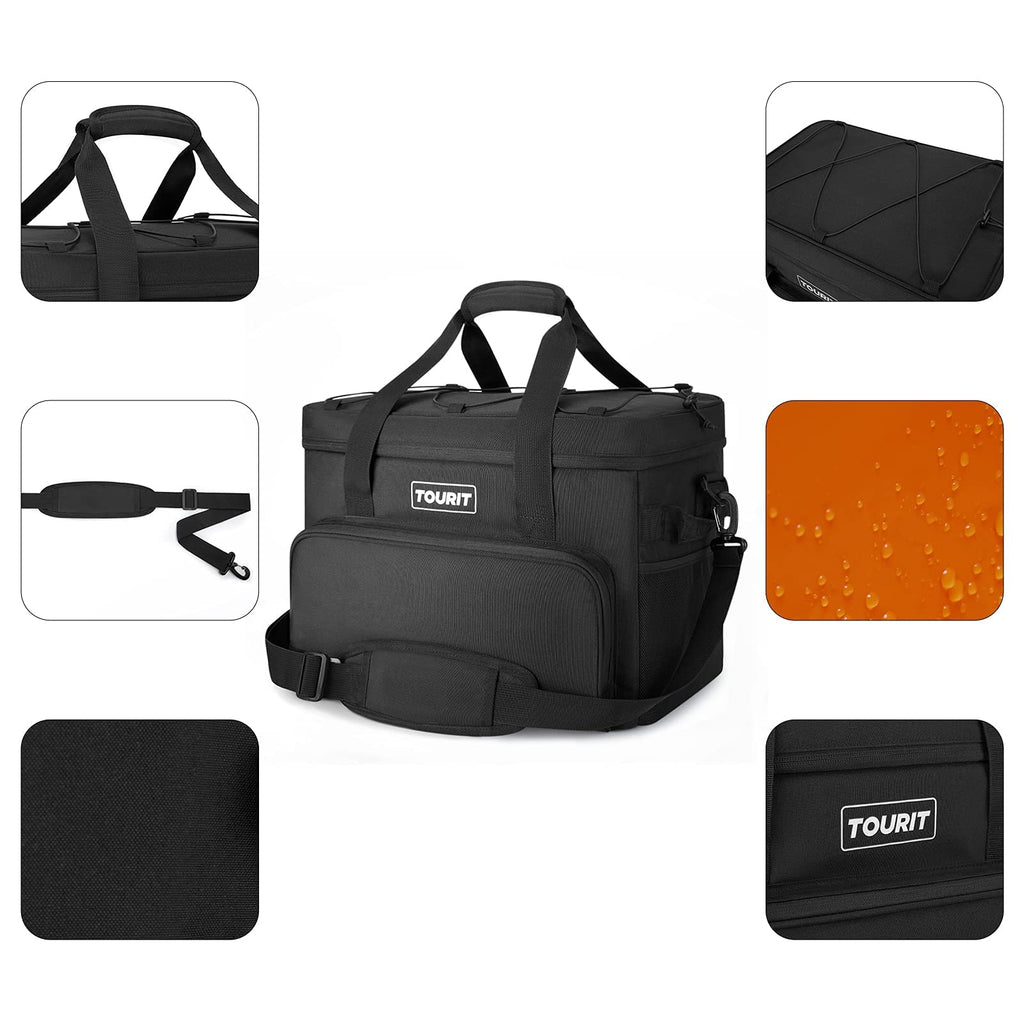 Tourit Cooler Bag 46-Can Insulated Soft Cooler Portable Cooler Bag 32L Lunch Coolers For Picnic, Beach, Work, Trip, Black