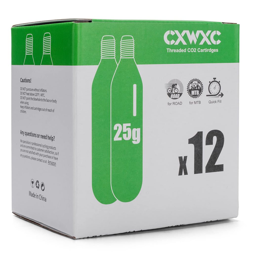 Threaded Co2 Cartridges For Bike Tires - 16G/25G Co2 Cartridges For Co2 Inflator With Threaded Connection, Co2 Pump For Road And