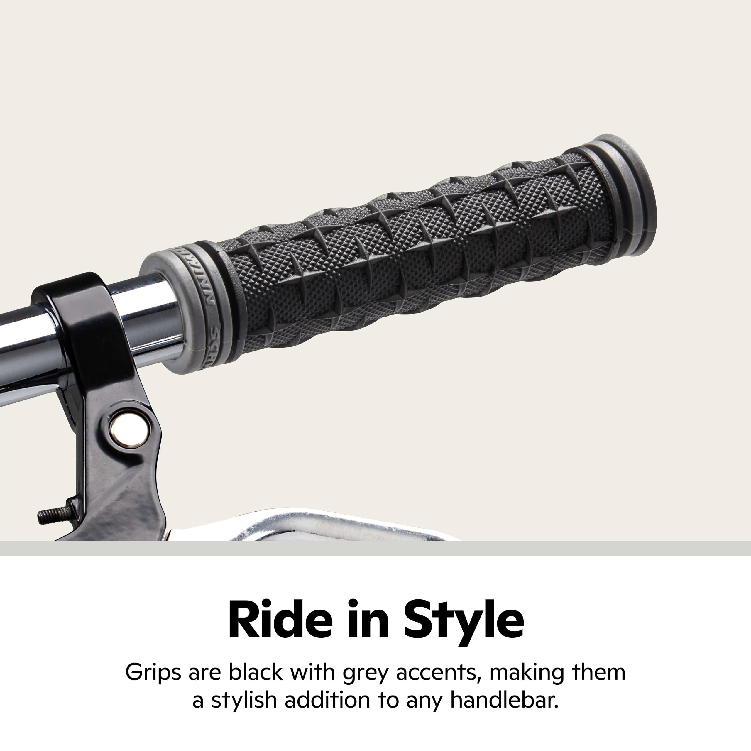 Schwinn Ergonomic Comfort Bicycle Grip, Stylish Black Body With Gray Accents, Fits Most Standard Bike And Scooter Handlebars, Gr