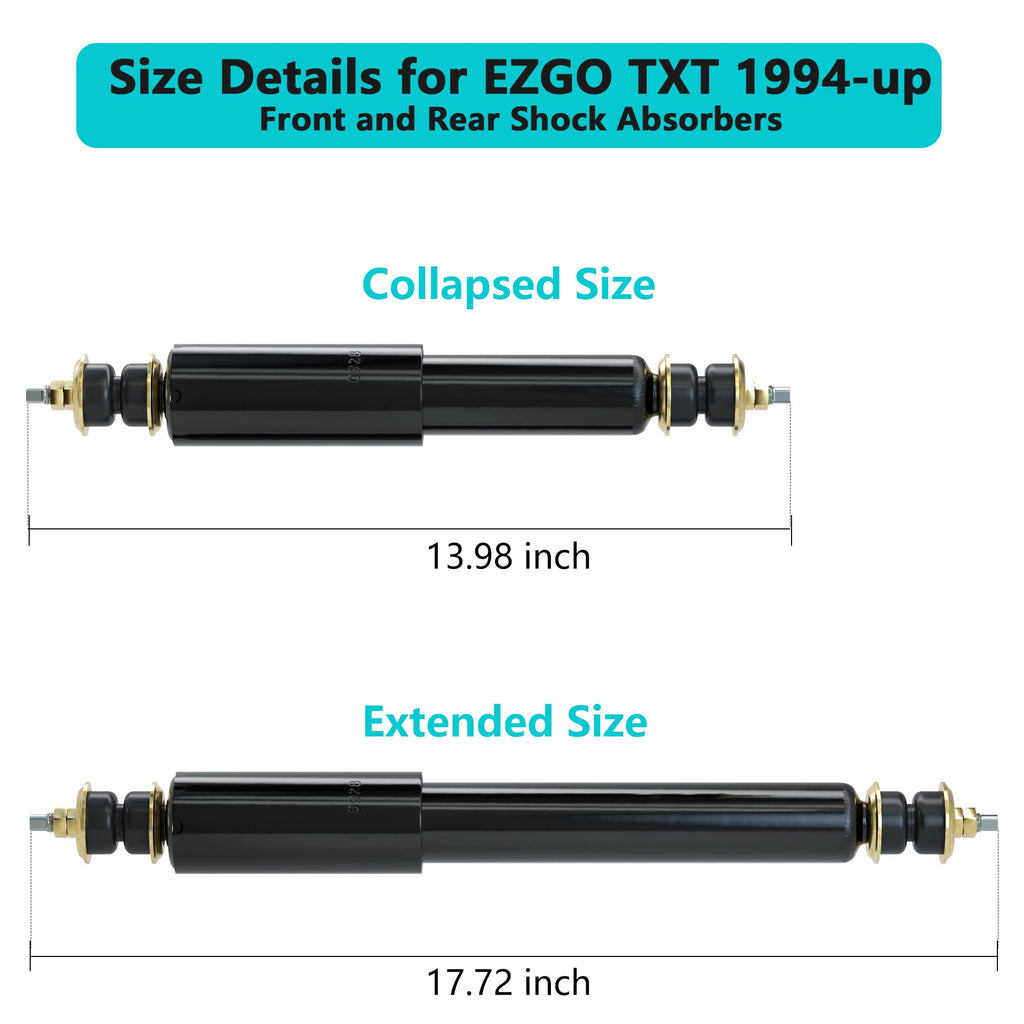 10L0L Golf Cart Front And Rear Shock Absorbers For Ezgo Txt Golf Carts 1994+ - Set Of 2