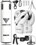 ASBRAVO Punching Bag for Adults, 4ft PU Heavy Boxing Bag Set 12OZ Gloves for MMA Muay Thai Kickboxing Training Home Gym, Martial