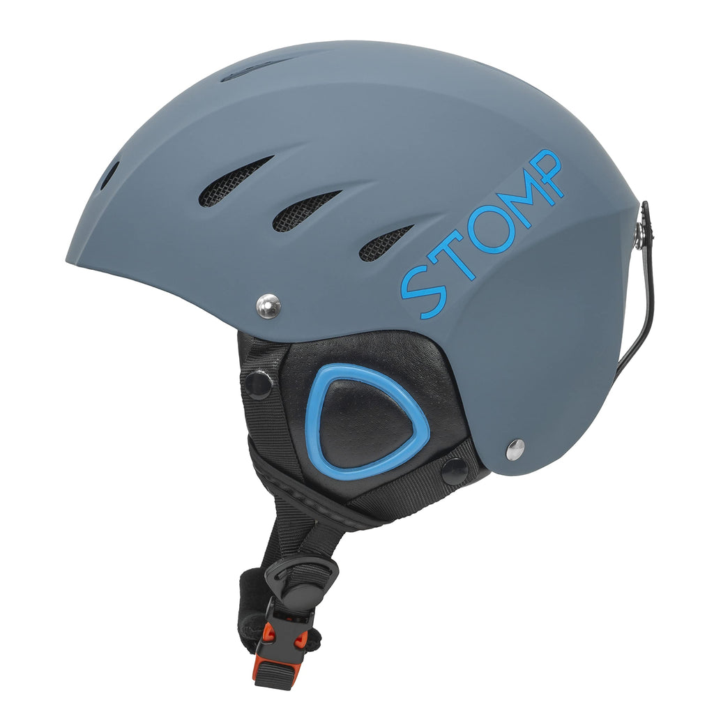 Stomp Ski & Snowboarding Snow Sports Helmet With Build-In Pocket In Ear Pads For Wireless Drop-In Headphone (Matte Blue, Small)