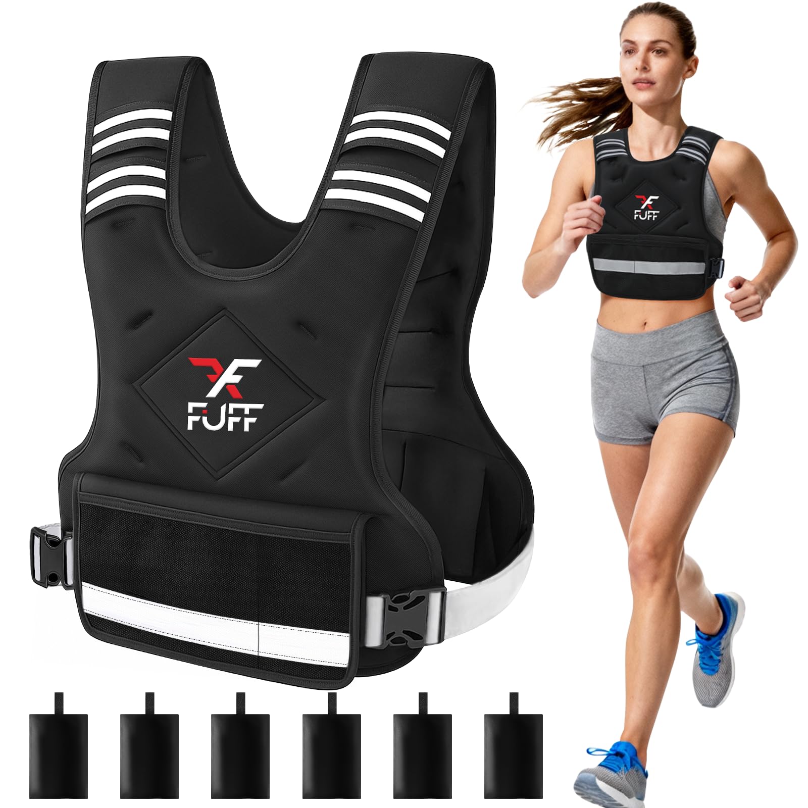 FUFF Weighted Vest Woman, 20-32 Lb Adjustable Weight Vest for Women Men, Female Strength Training Body Vest for Walking Exercise