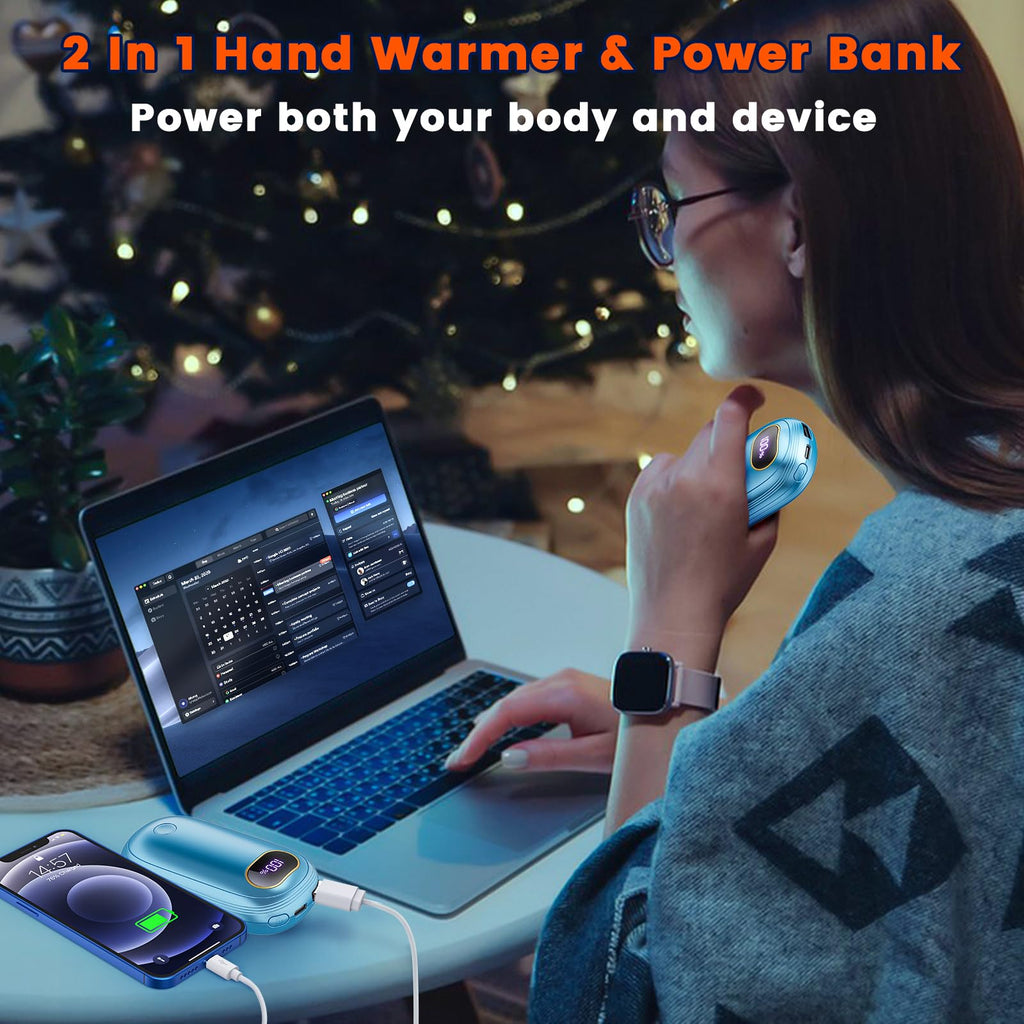 U Uzopi Hand Warmers Rechargeable, 14000Mah Electric Hand Warmer 2 Pack Dual-Sided Heating 17Hrs Warmth Max 131? Usb-C Portable