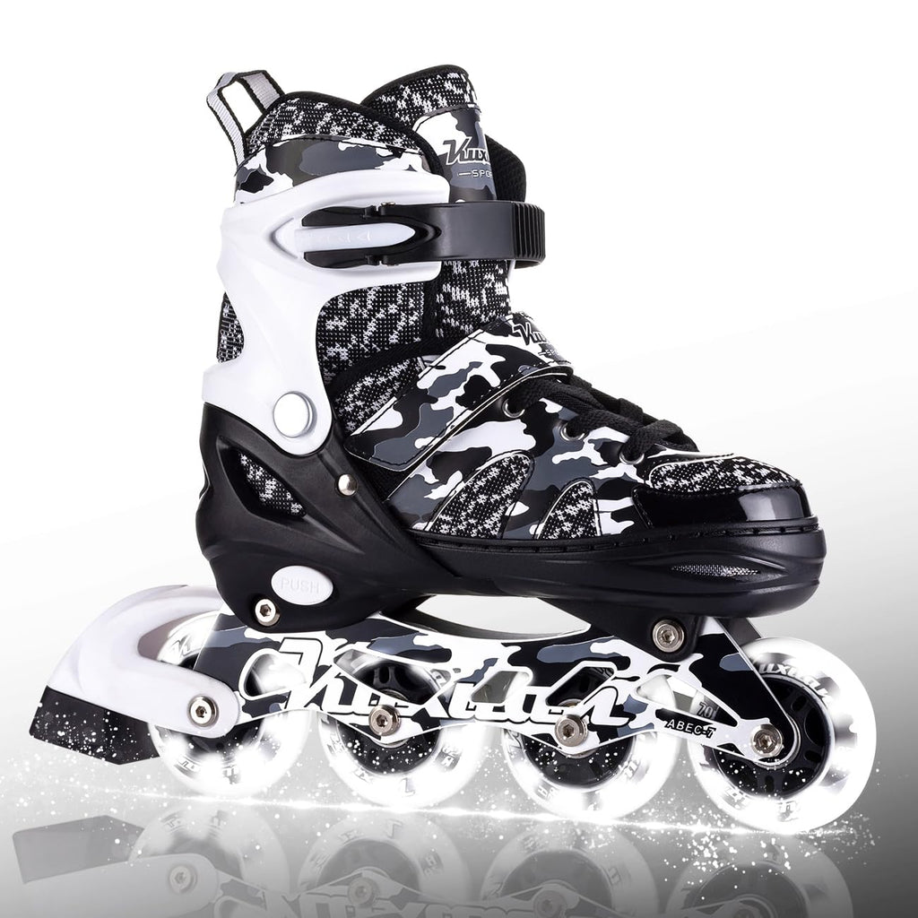 Kuxuan Boys Adjustable Inline Skates With Light Up Wheels, Fun Illuminating Skates For Kids Girls Youth