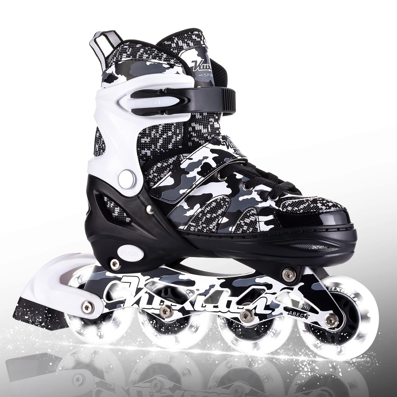 Kuxuan Boys Adjustable Inline Skates With Light Up Wheels, Fun Illuminating Skates For Kids Girls Youth