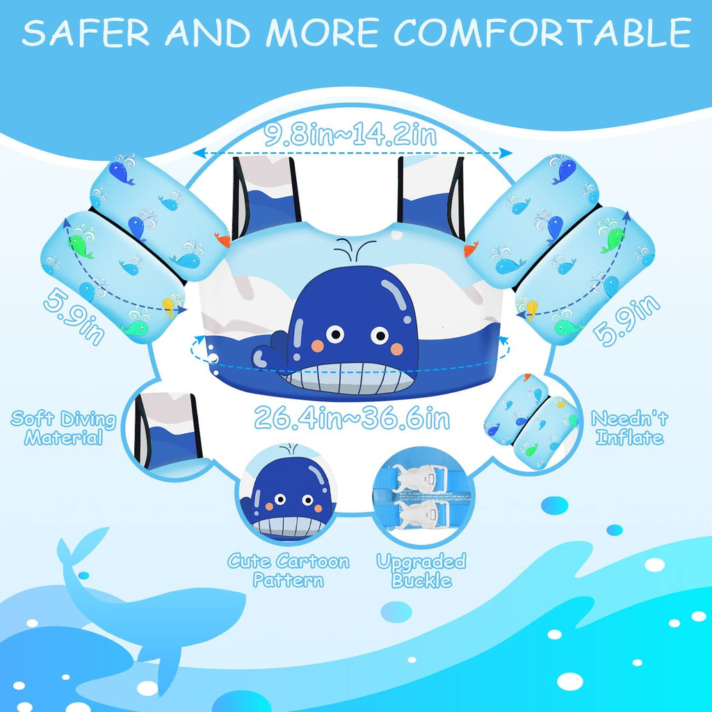 Swim Vest For Kids 30-60 Lbs Girls Boys Life Jacket With Double Security Buckle Floaties For Toddler From 2,3,4,5,6,7,8 Years Ol
