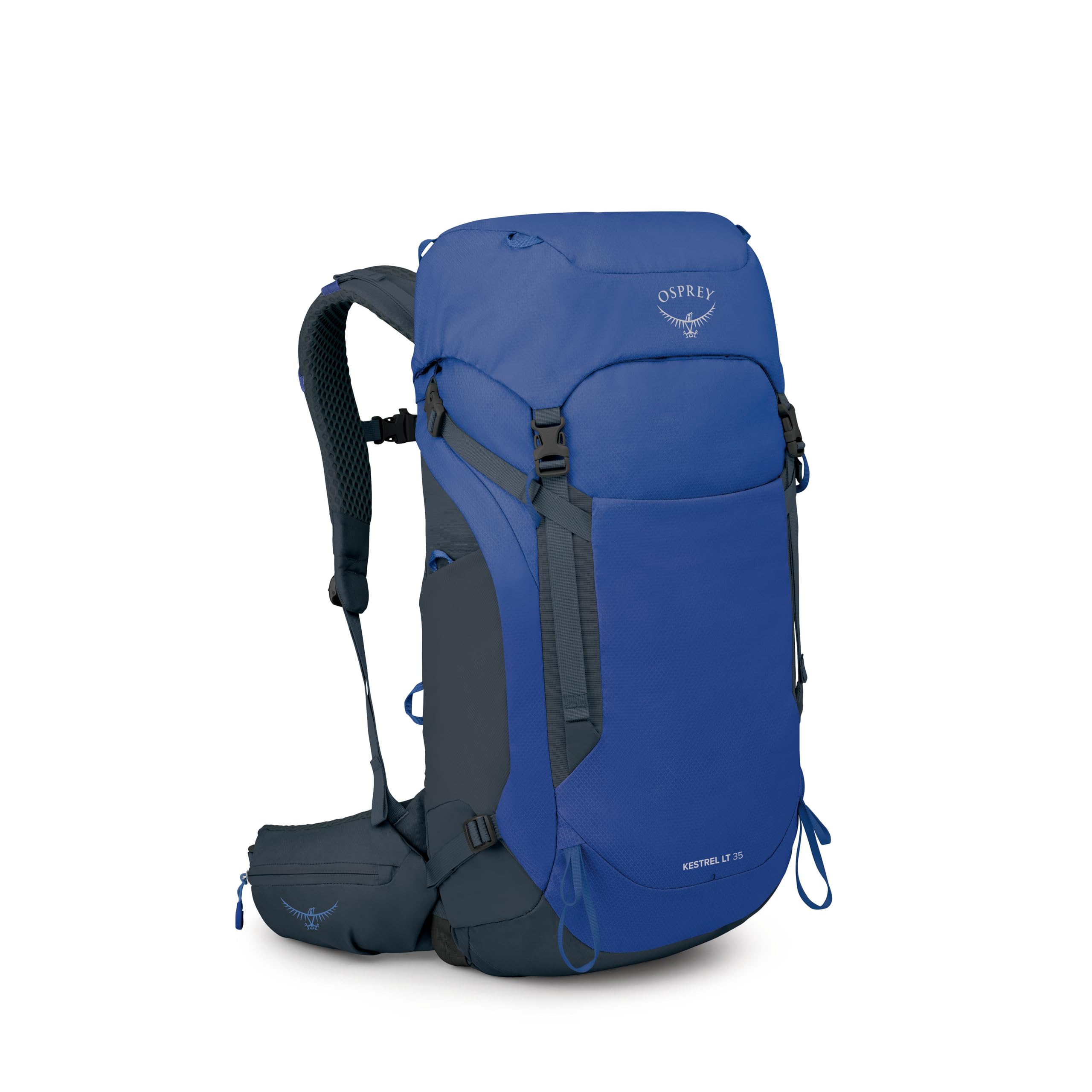 Osprey Kestrel LT 35L Mens Backpacking Backpack - Lightweight Hiking & Camping Bag with Waterproof Raincover, Rays Blue