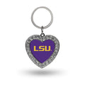 Rico Industries Ncaa Lsu Tigers Metal Rhinestone Heart Keychain 1.38 X 3-''