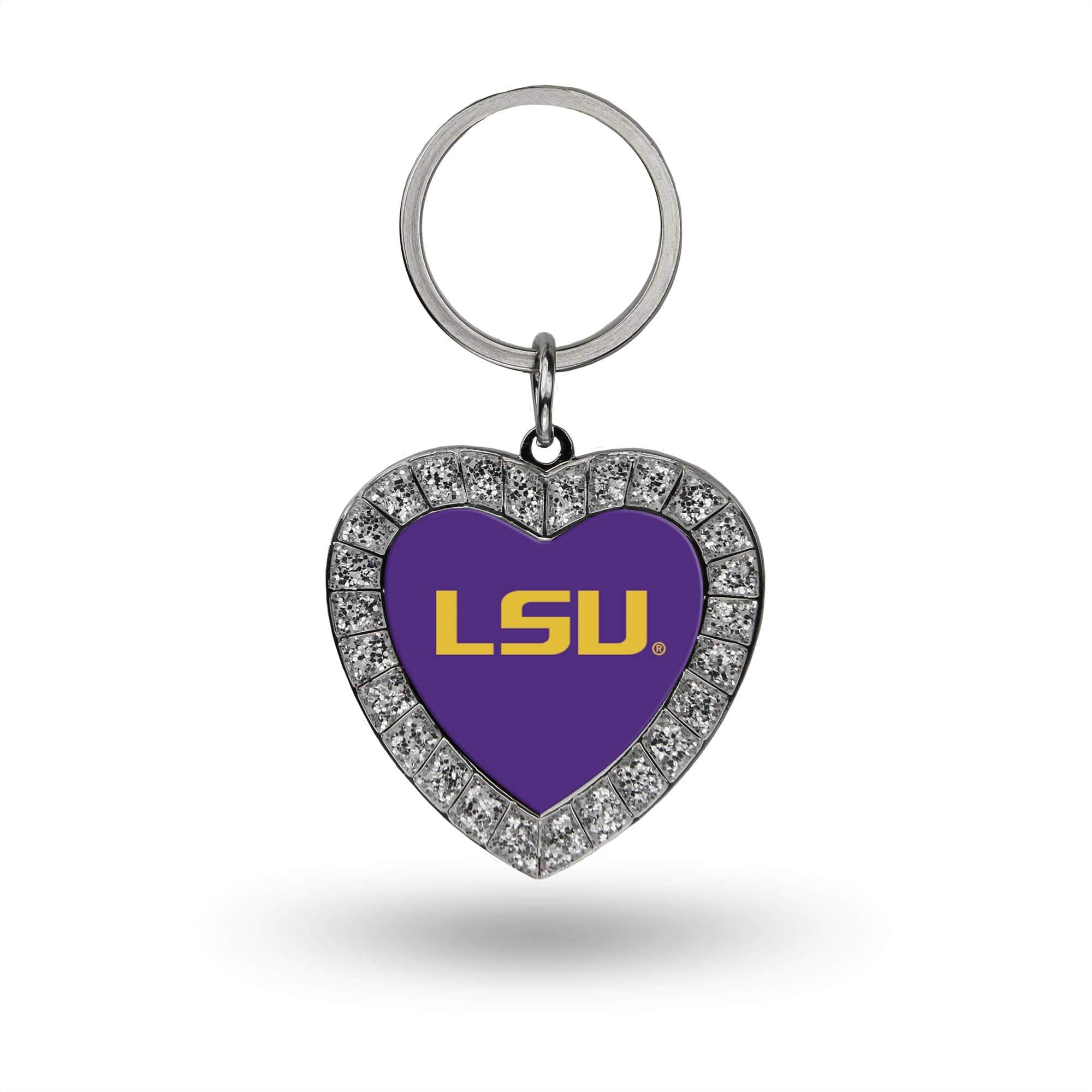 Rico Industries Ncaa Lsu Tigers Metal Rhinestone Heart Keychain 1.38 X 3-''