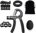 Melgoza Hand Grip Strengthener Forearm Workout Kit  5Piece Adjustable Hand Gripper Finger Exerciser Silicone Grip Ring Stress