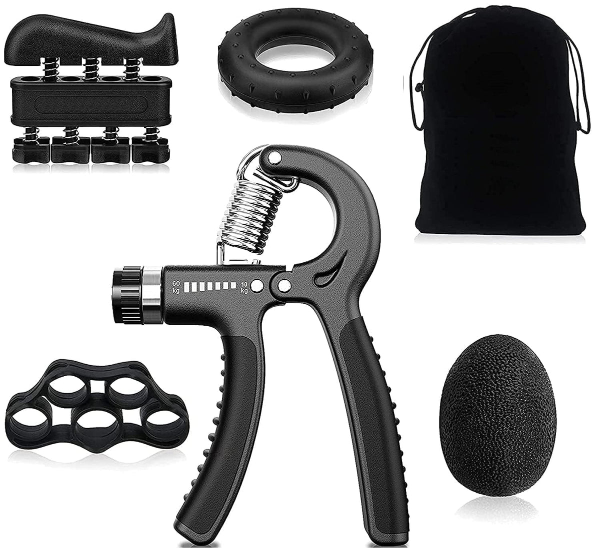 Stodern Adjustable Hand Grip Strengthener 5PC Set, NonSlip Hand Gripper for Men & Women, Finger Exerciser, Forearm Strength Tra