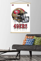 Trends International Nfl San Francisco 49Ers - Drip Helmet 20 Wall Poster, 22.375'' X 34'', Print And Beechwood Hanger Bundle
