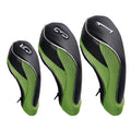 Andux Golf 460cc Driver Fairway Wood Head Covers with Zipper Closure Set of 3 (Black/Green)