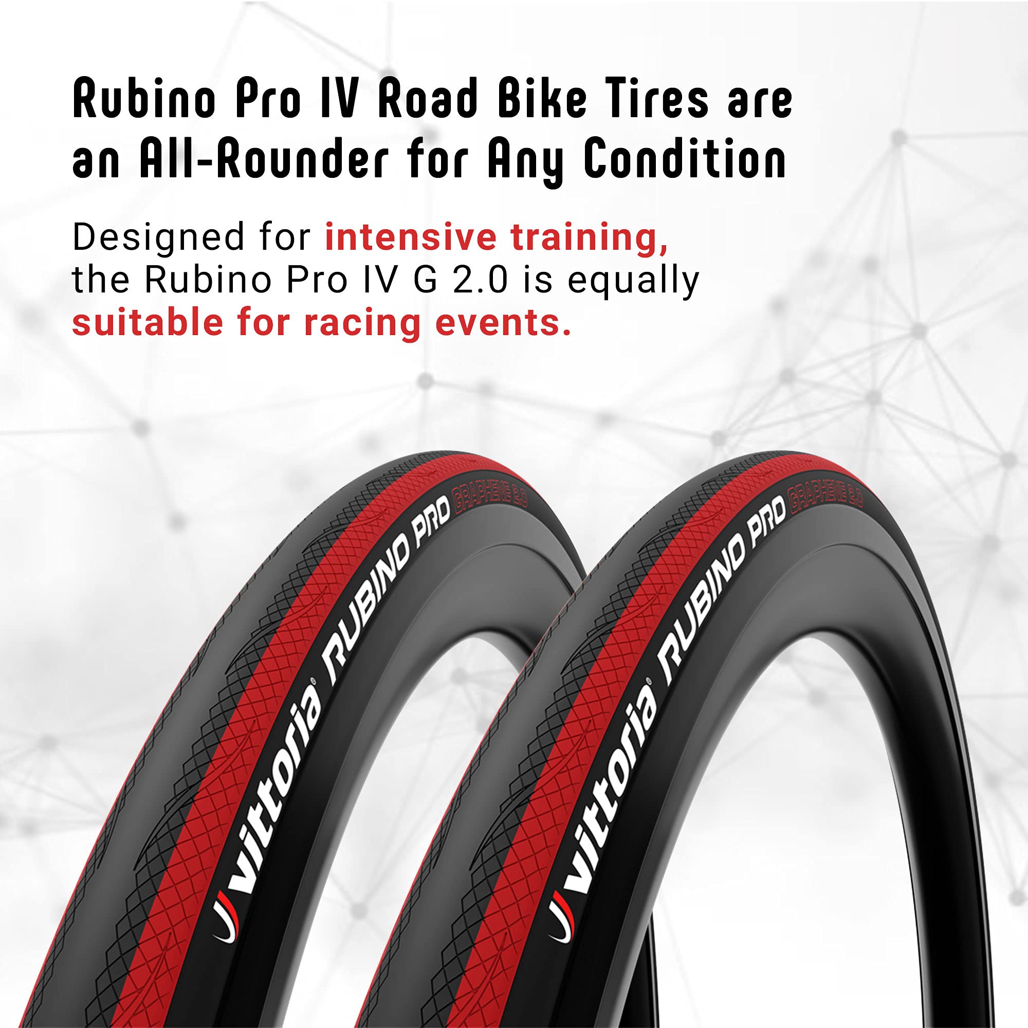 Vittoria Rubino Pro Iv Graphene 20 - Performance Road Bike Tire - Foldable Bicycle Tires (700X23C, Full Black)