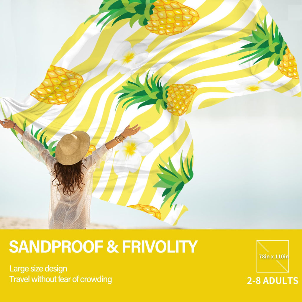 Famstar Beach Blanket Oversized Extra Large78 X 110,Waterproof Sandproof Beach Blanket 2-8 Adults Lightweight Durable For Travel