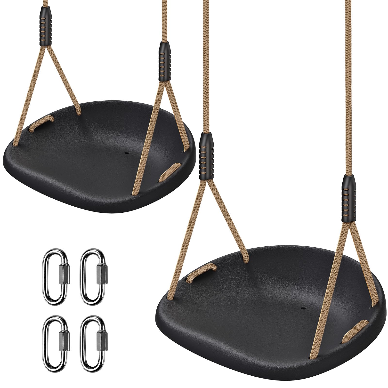 2 Pack 500LB Capacity Heavy Duty Swing Seat with Wider Swing Board & Height Adjustable Rope from 50 to 80 inch Swings Set Swings