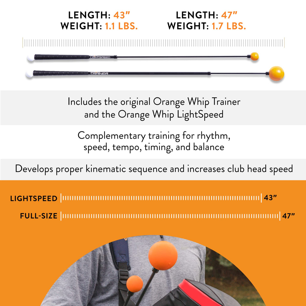 Orange Whip Distance Duo - Lightspeed, Golf Swing Trainer Set (47 In)