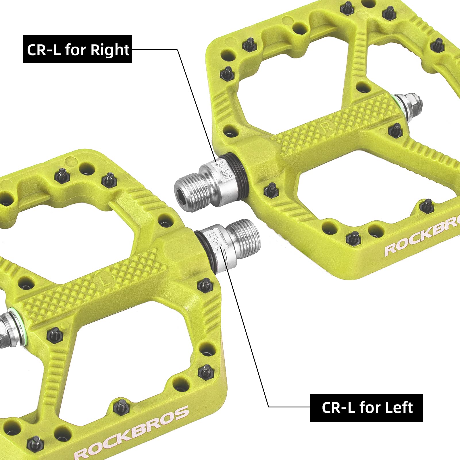 Rockbros Mountain Bike Pedals Flat Mtb Pedals Nylon Fiber Bicycle Platform Pedals For Road Mountain Bmx Mtb Bikes Green