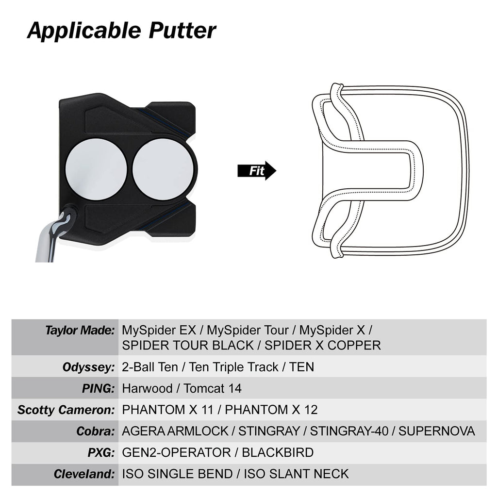 Golf Square Heel Shaft Mallet Putter Cover Headcover Dont Fit Stainless Putter Club Protector For Large Taylormade Scotty Camero