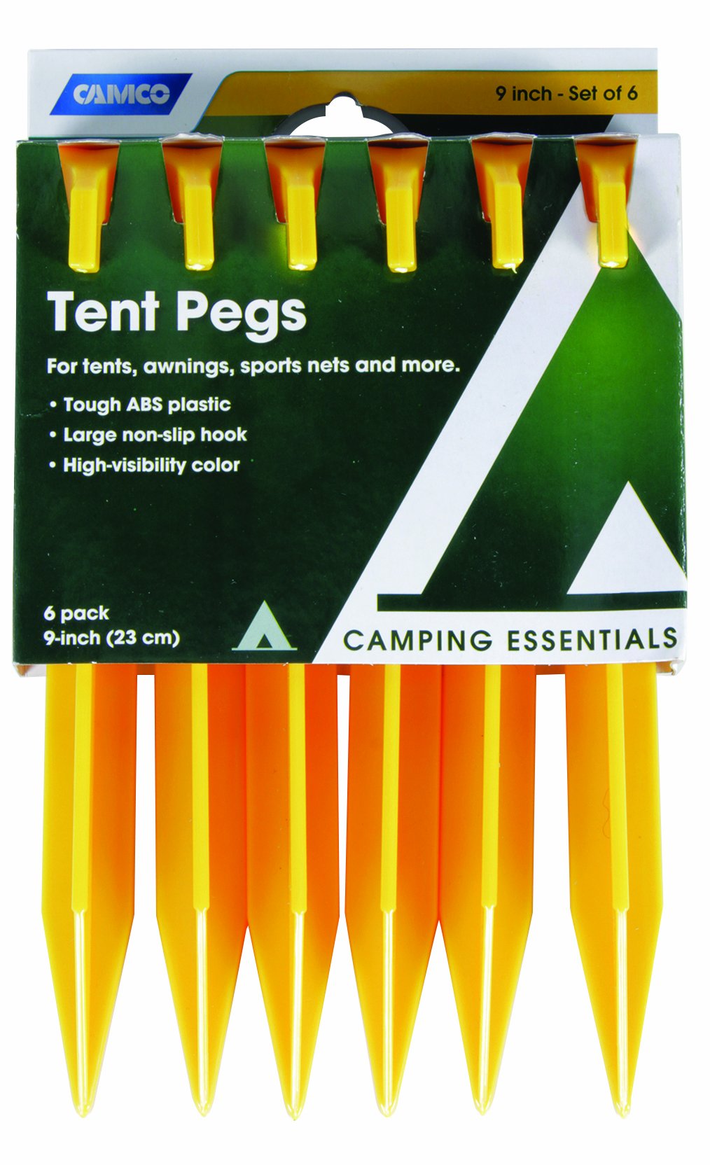 Camco 51045 Abs Tent Pegs, Pack Of 6-9''