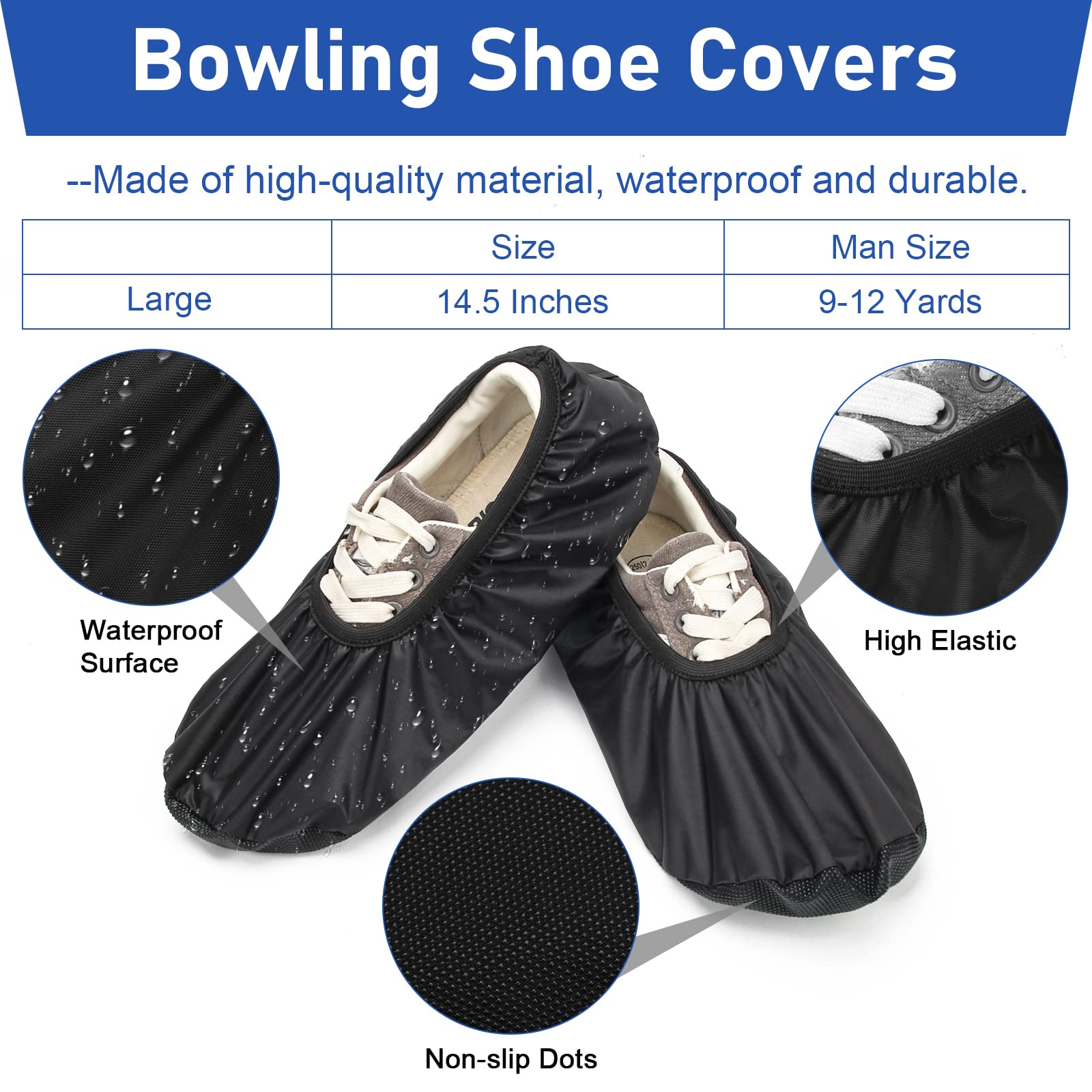 Coitek Bowling Shoe Covers, Shoe Protector Covers For Bowling Shoe Waterproof Reusable And Anti Slip (Small)